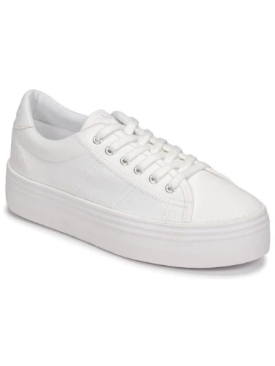 Women's White Round-Toed Sneakers - White